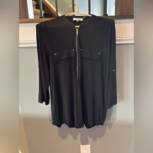 Calvin Klein Black Zipper Blouse